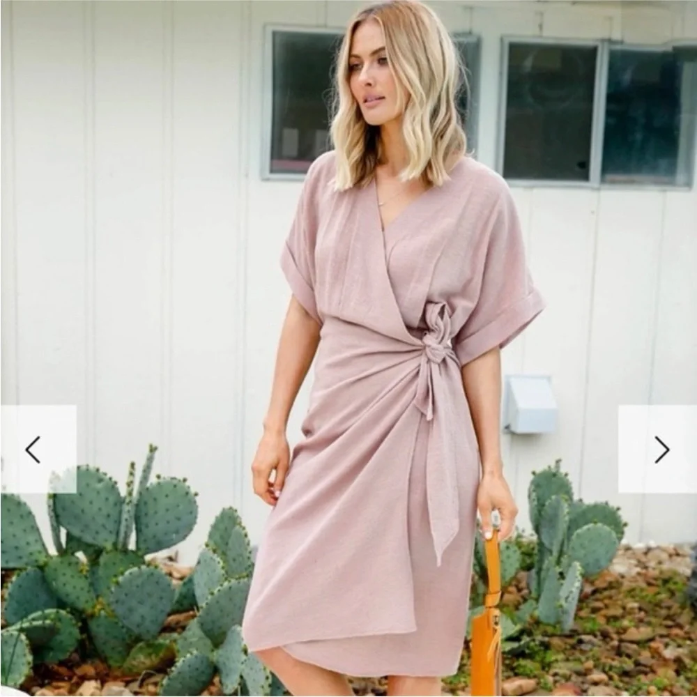 Able Cady Wrap Dress in Soft Rose Pink Size 1X - Picture 1 of 8